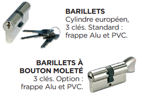 barillet et bouton moleté porte fenetre swao