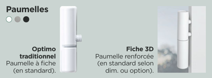 présentation des différentes paumelles fenetres swao