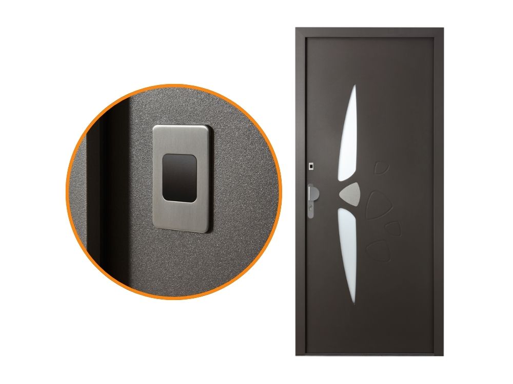 porte d'entrée en aluminium avec une ouverture domotique