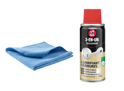 matériel pour lubrifier un barillet de porte d'entrée