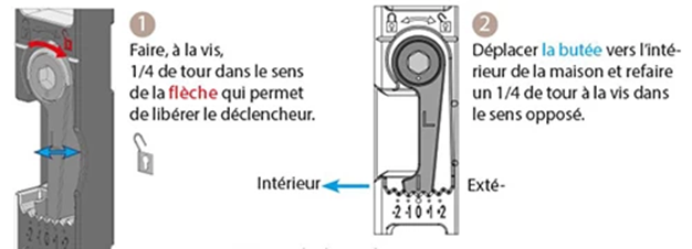 réglage de la butée de déclenchement d'une porte d'entrée