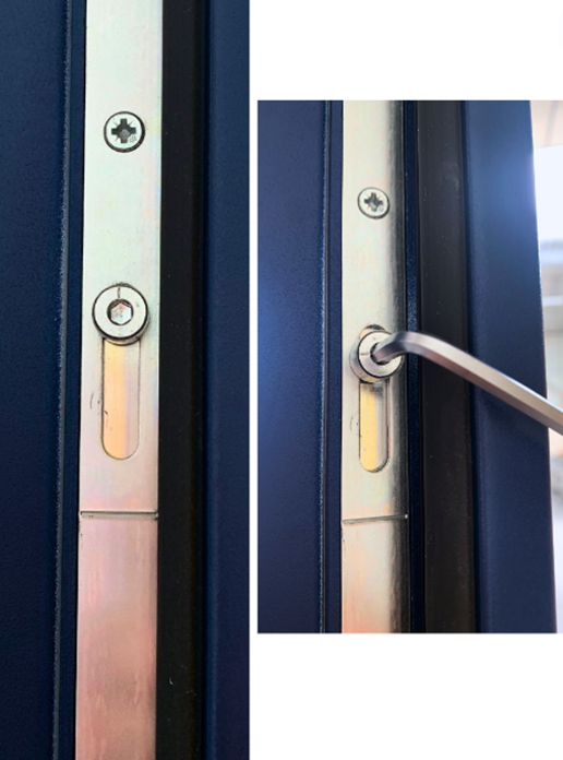 zoom sur le réglage des rouleaux d'une porte d'entrée